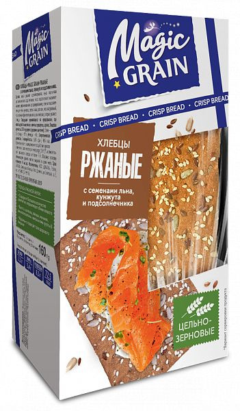 Magic Grain Хлебцы Ржаные, семена льна, кунжут, 160 г #1