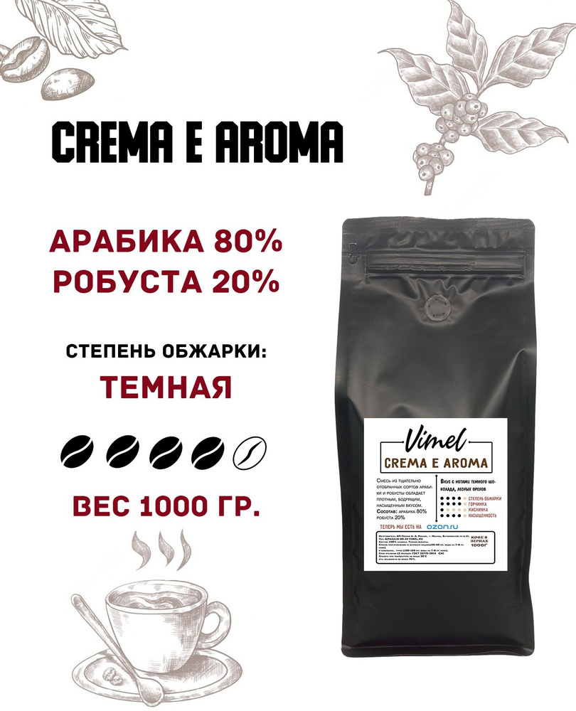 Кофе в зернах Vimel CREMA E AROMA 1кг #1