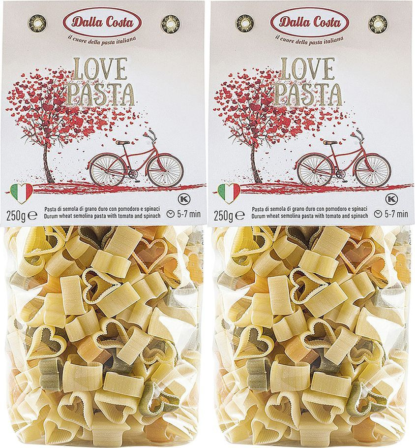 Макаронные изделия Dalla Costa Фигурные в виде сердец без добавления яиц Love Pasta Любовь 2 шт по 250 #1