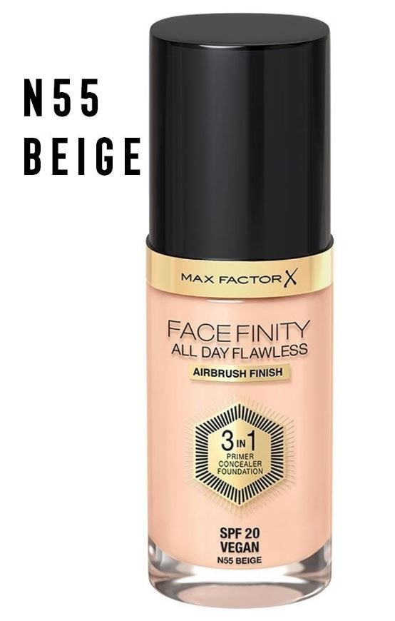 Тональная основа Max Factor Facefinity All Day Flawless N55 Beige, 30 мл #1