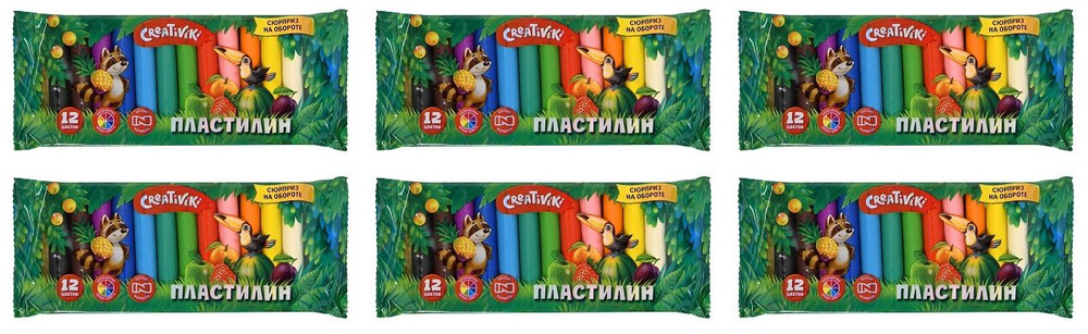 Creativiki Пластилин, 12 цветов 120 г, 6 уп. #1