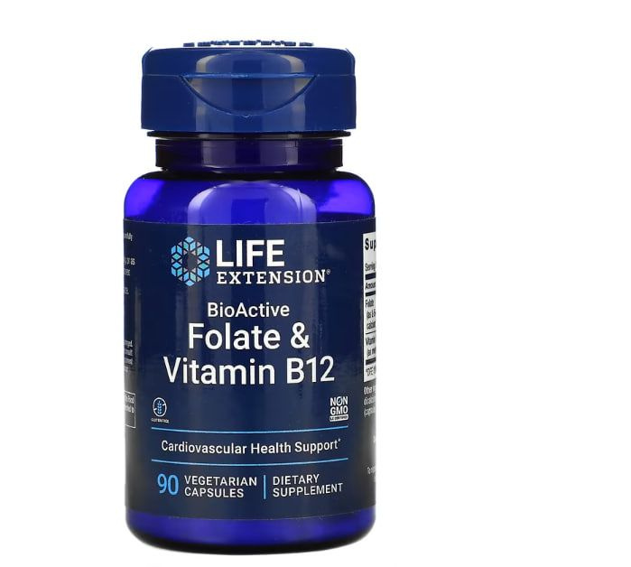 Life Extension BioActive, Folate & Vitamin B12, 90 капсул - купить с ...