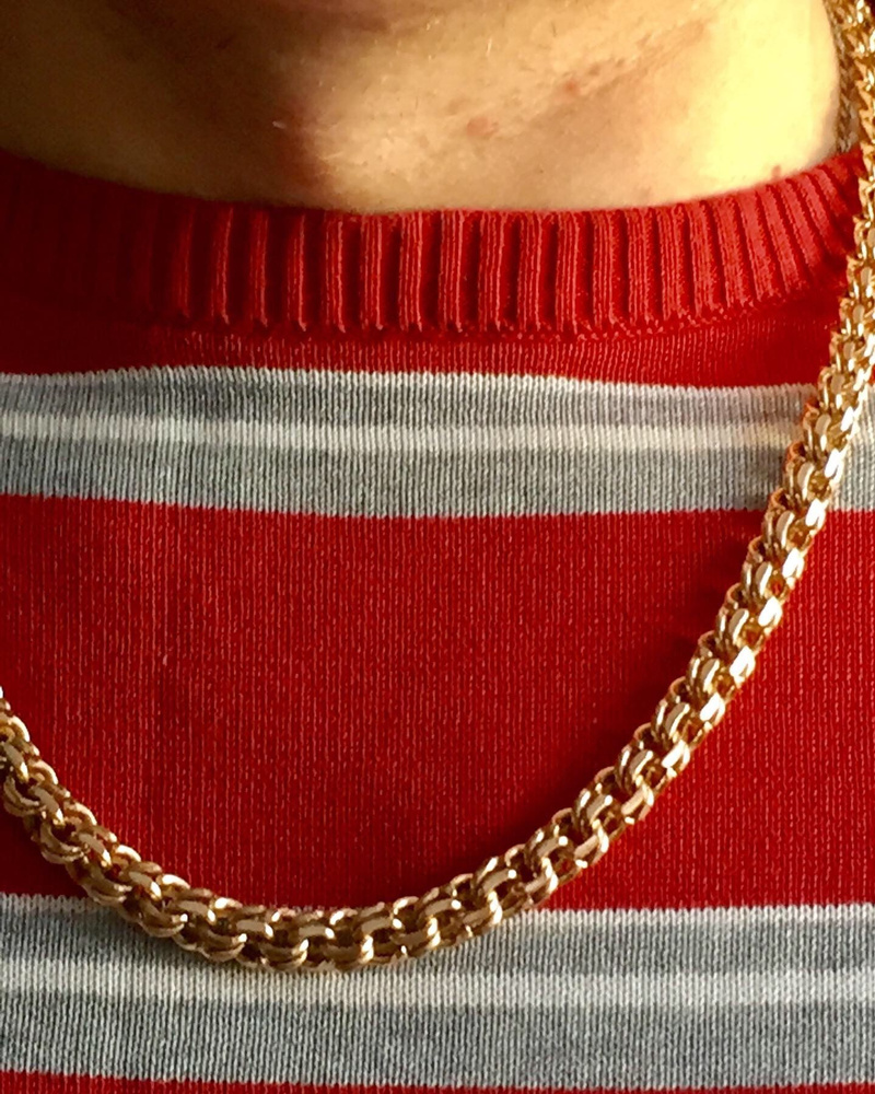 Позолоченная мужская цепочка бисмарк 9 миллиметров 60 сантиметров с ...