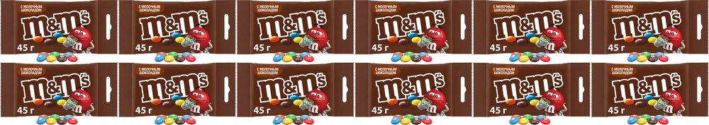 Драже M&Ms с молочным шоколадом, комплект: 12 упаковок по 45 г  #1