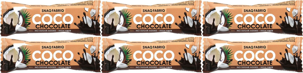 Батончик Snaq Fabriq шоколадный кокос глазированный, комплект: 6 ...