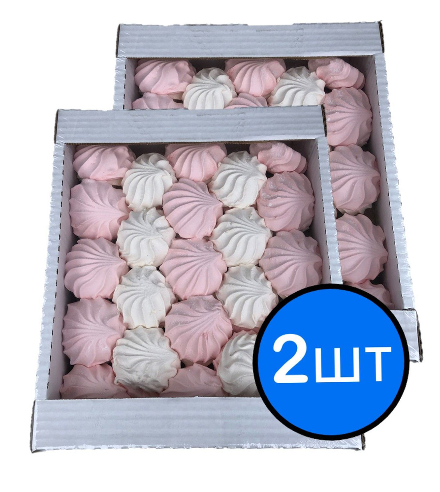 Зефир "Бело-розовый" с ванильно-малиновым вкусом (1кг) / КФ КРОНШТАДТСКАЯ х 2шт  #1
