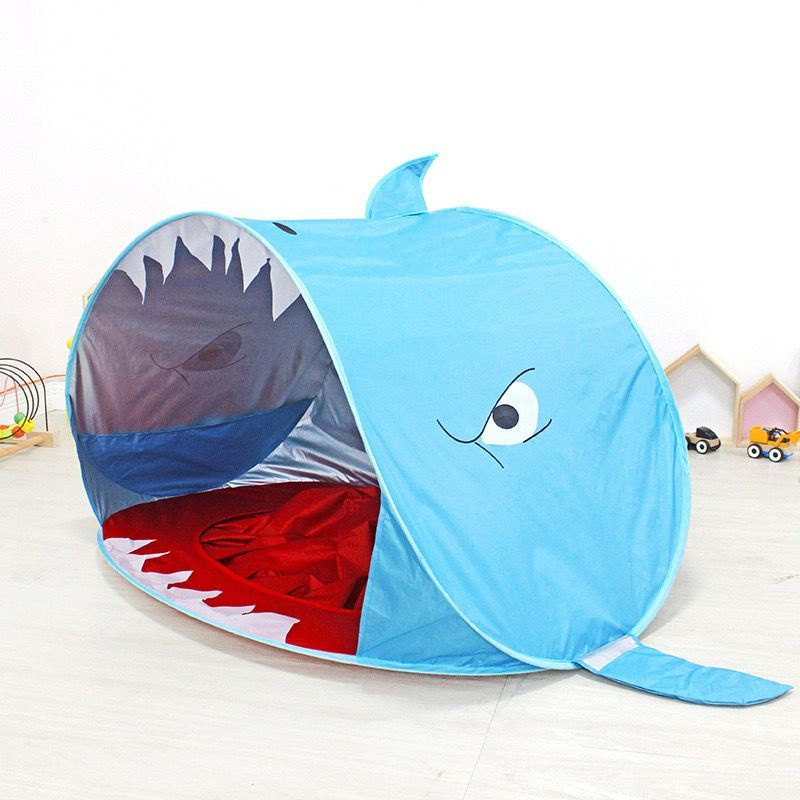 Детский игровой домик , палатка для пляжа, дачи, отдыха для мальчика Акула голубой  #1