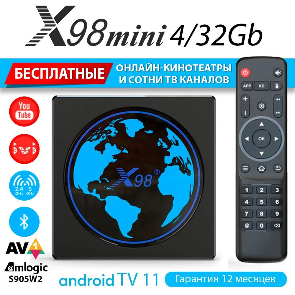 Медиаплеер X98 mini 4GB/32GB (Amlogic S905W2) ТВ приставка Android 11 (с настройкой)  #1