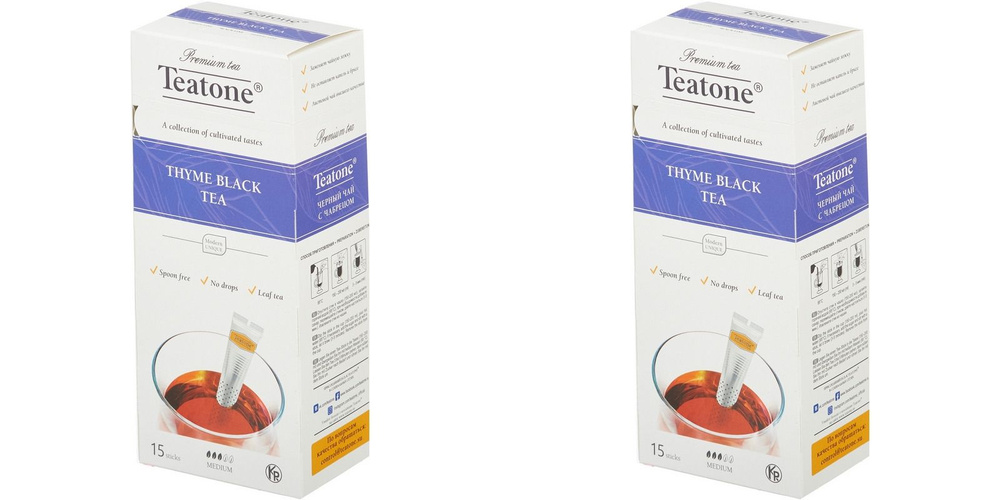 Teatone Чай в стиках Черный с чабрецом, 15 шт, 2 уп. #1