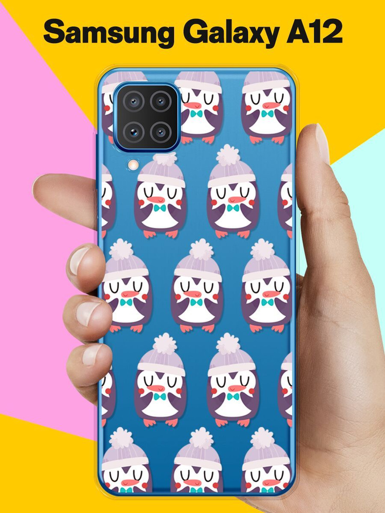 Новогодний чехол Узор Из Пингвинов на Samsung Galaxy A12 / для Самсунг ...