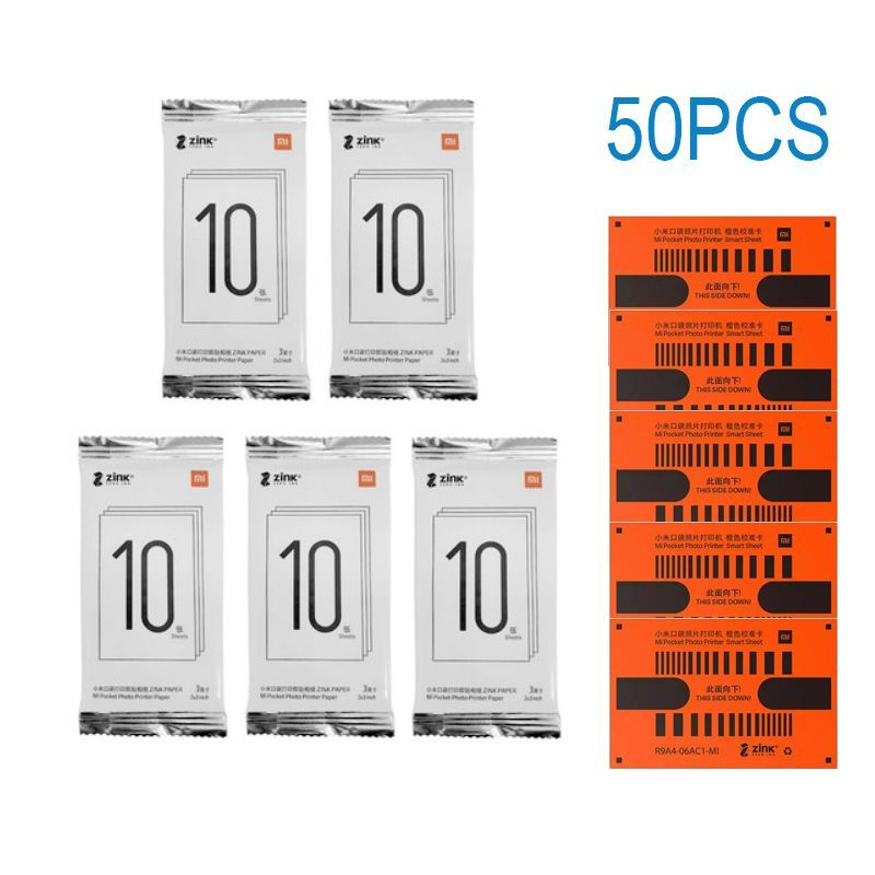 50ШТ Zink Портативная бумага для принтера самоклеящаяся фотобумага ...
