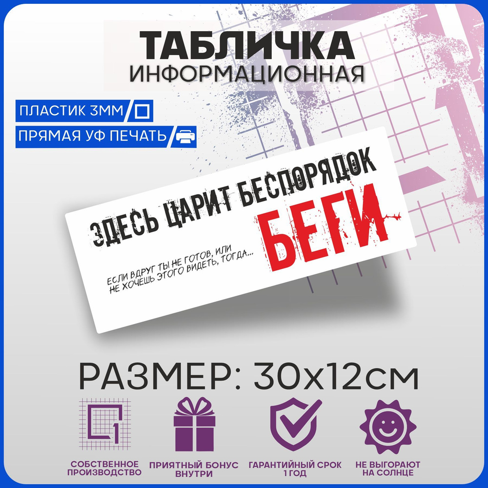 Табличка информационная Здесь царит беспорядок 30х12см