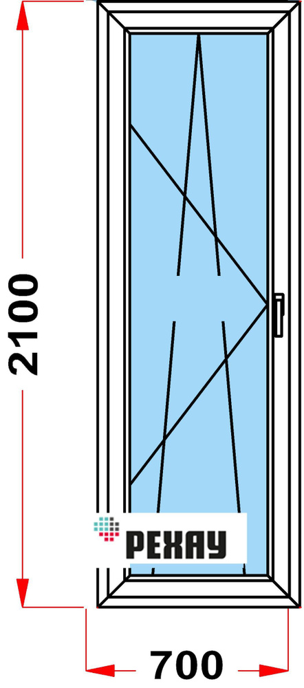 Балконная дверь, профиль РЕХАУ BLITZ (2100 x 700), с поворотно-откидной створкой, стеклопакет из 2х стекол, #1