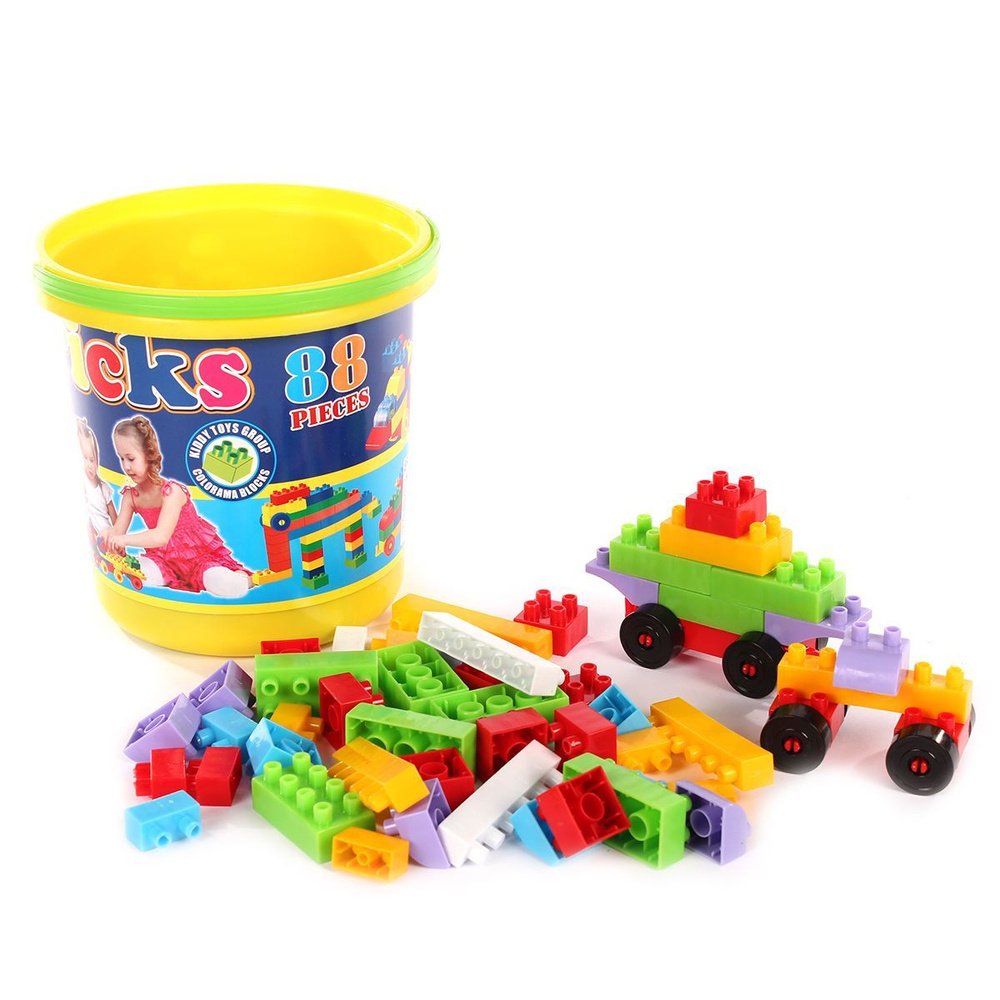 Конструктор пластиковый для детей/ блочный/ в ведре BRICKS размеры 18 ...