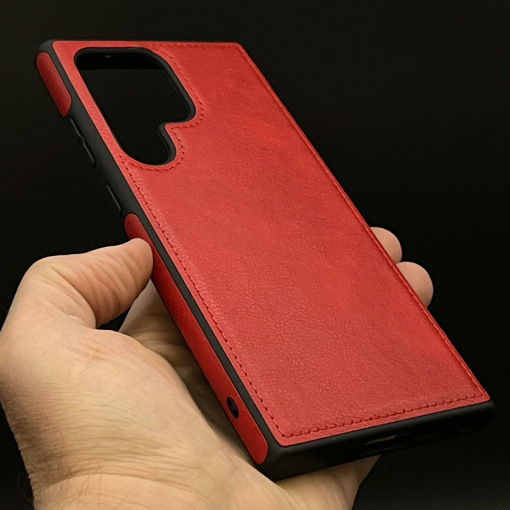Кожаный чехол для Samsung Galaxy S23 ULTRA , красный . - купить с ...