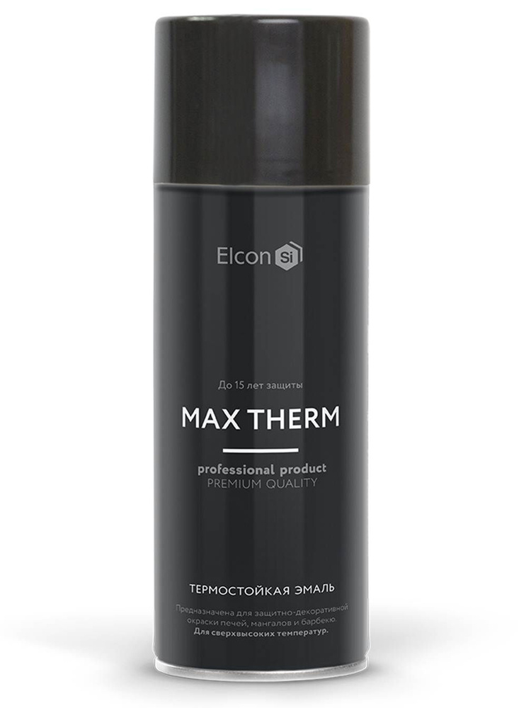 Эмаль термостойкая "Elcon" черная 1000 градусов, аэрозоль, 520мл  #1