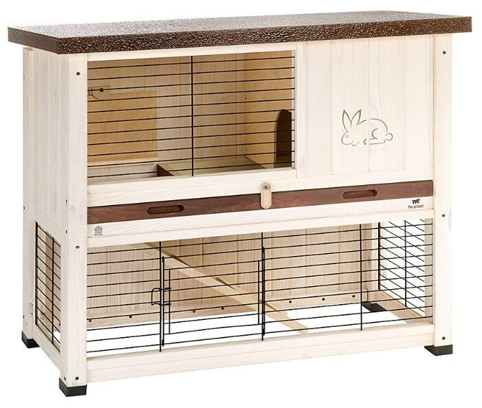 Клетка для кроликов Ferplast Ranch 100 Basic, бело-коричневая, 92х47х81 ...