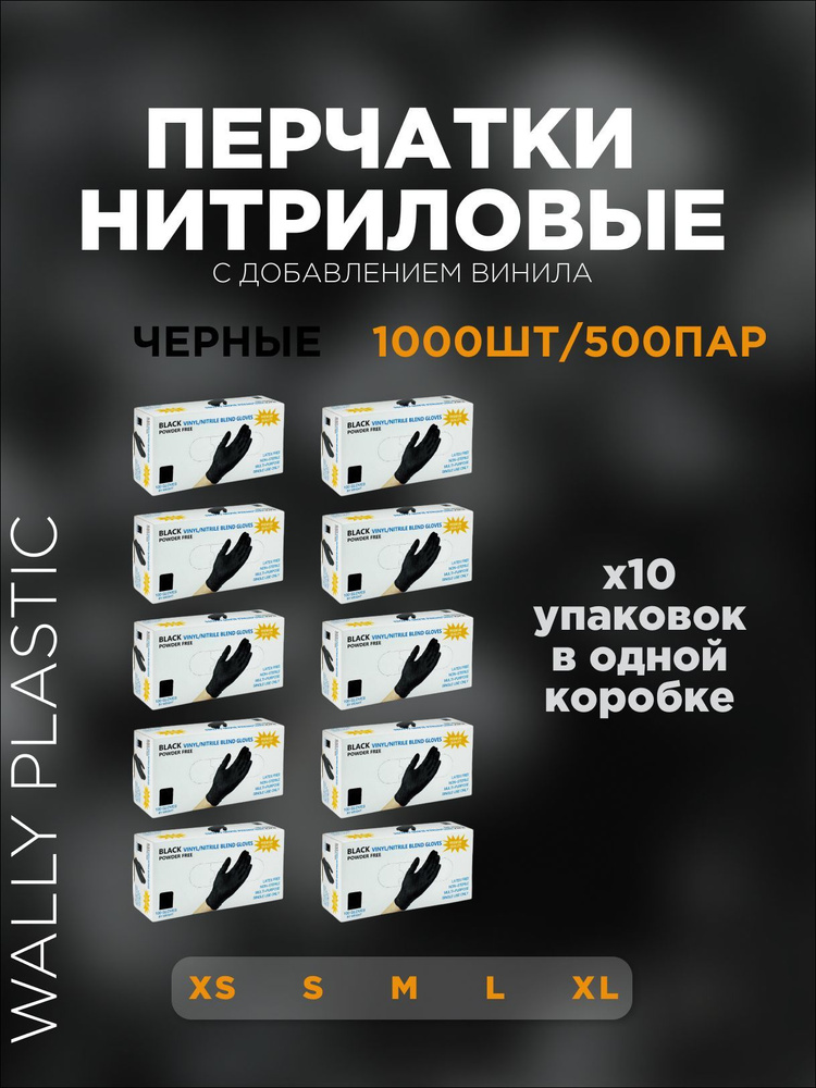 Перчатки нитриловые Wally plastic 500пар 1000шт #1