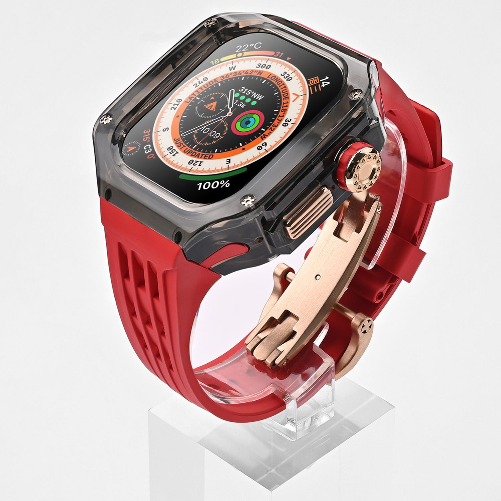 Черный прозрачный корпус + ремешок из фторкаучука для Apple Watch Ultra ...