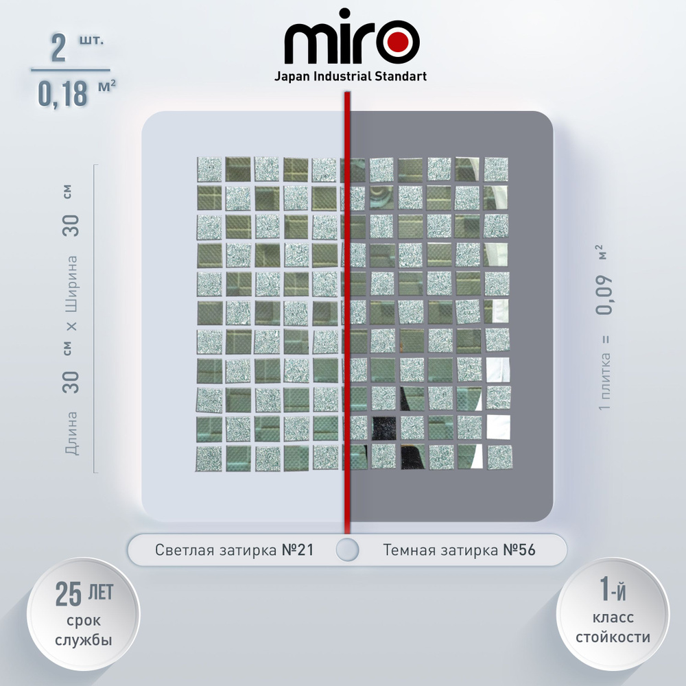 Плитка мозаика MIRO (серия Cerium №17), универсальная стеклянная плитка мозаика для ванной комнаты и #1