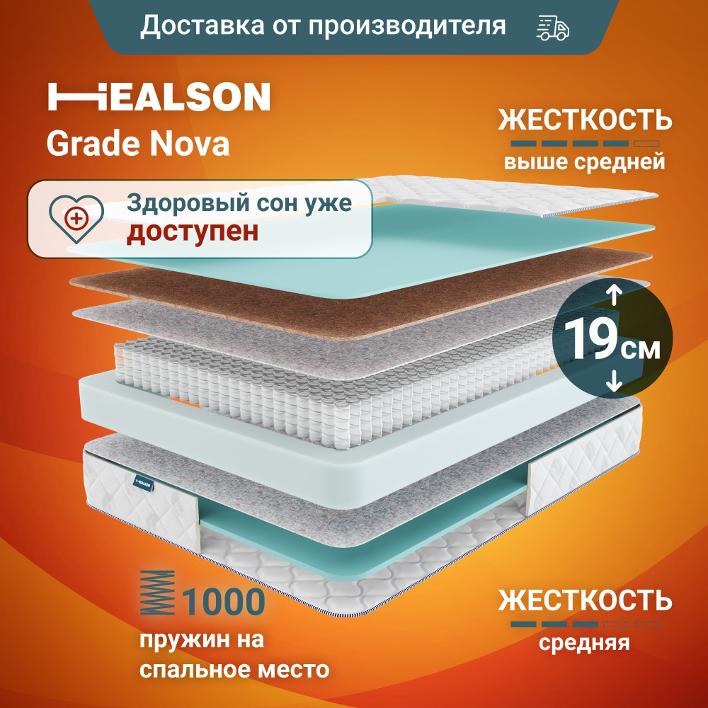 Матрас Healson Grade_200, Независимые пружины, 180 - купить по выгодной  цене в интернет-магазине OZON (488118696)