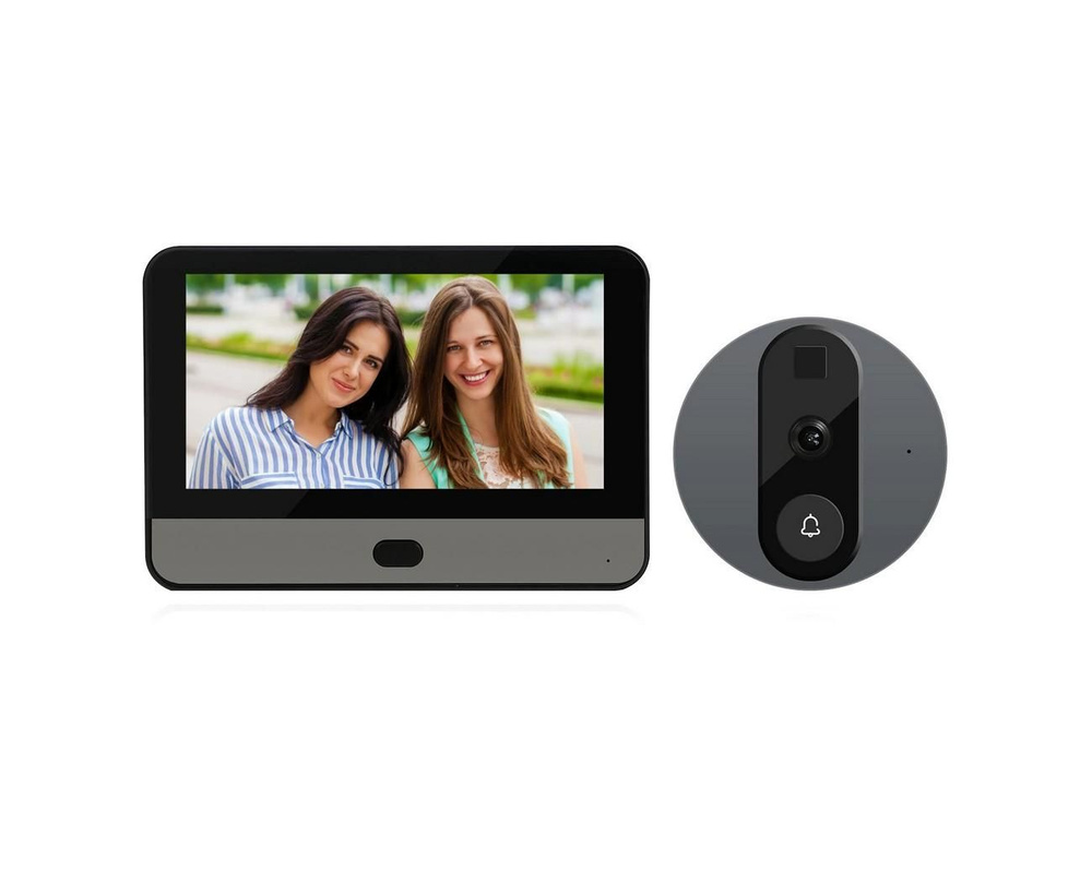 Видеоглазок с монитором Tuya Wi-Fi для двери 2.0MP HDcom DW1-Tuya (1080P)  (W4725RU) с записью на SD карту и датчиком движения. Дверной глазок