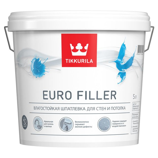 шпатлевка готовая TIKKURILA Euro Filler влагостойкая 5л, арт.700012220  #1