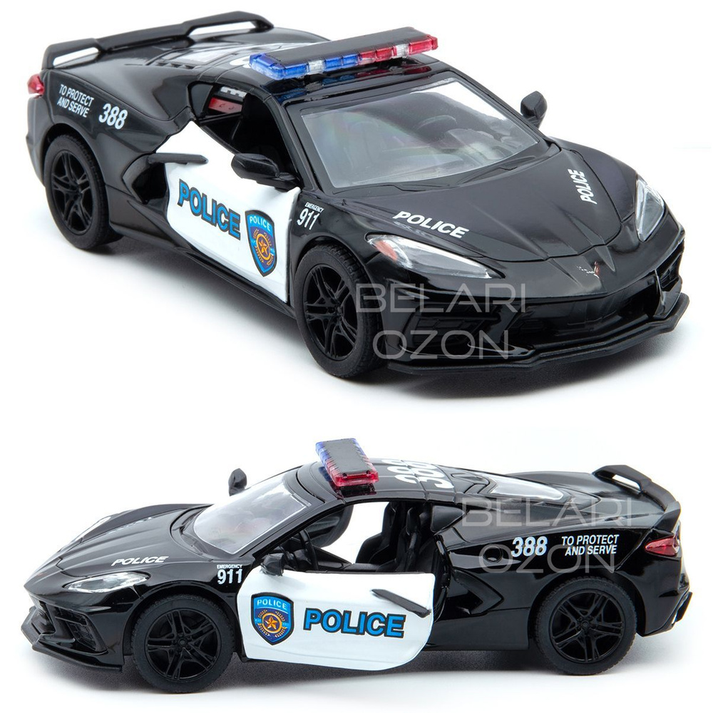 Машинка металлическая Kinsmart 1:36 2021 Corvette Police Edition (Шевроле Корвет полицейский) KT5432DP #1