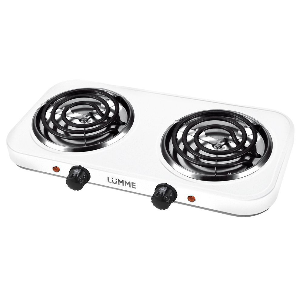 Плитка электрическая LUMME LU-3620 настольная 2 конфорки 2500Вт, белый ...