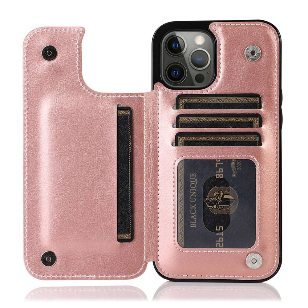 Для чехла для iPhone 15/15 pro/15 plus/15 pro max/15 ultra wallet,  искусственная кожа с защитным чехлом для слота для карты, двойная магнитная  застежка - купить с доставкой по выгодным ценам в интернет-магазине