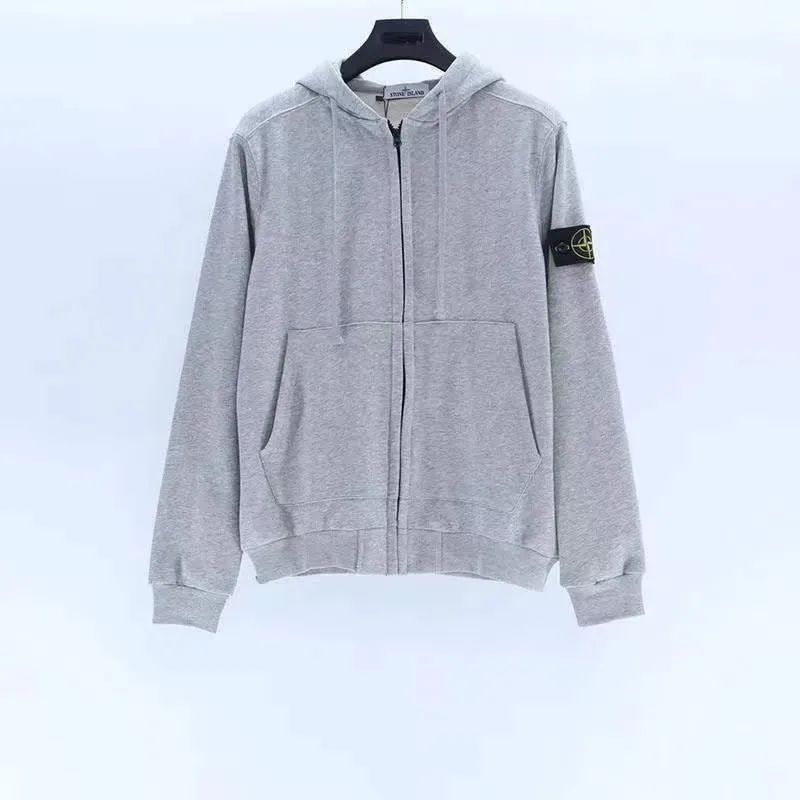 Grey stone island zip on sale hoodie