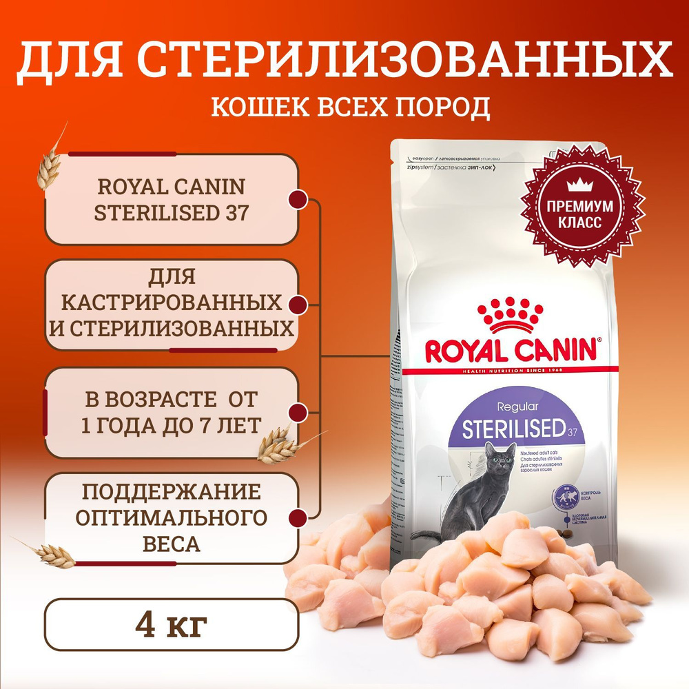 Сухой корм Роял Канин 37 для взрослых стерилизованных кошек 4 кг ...