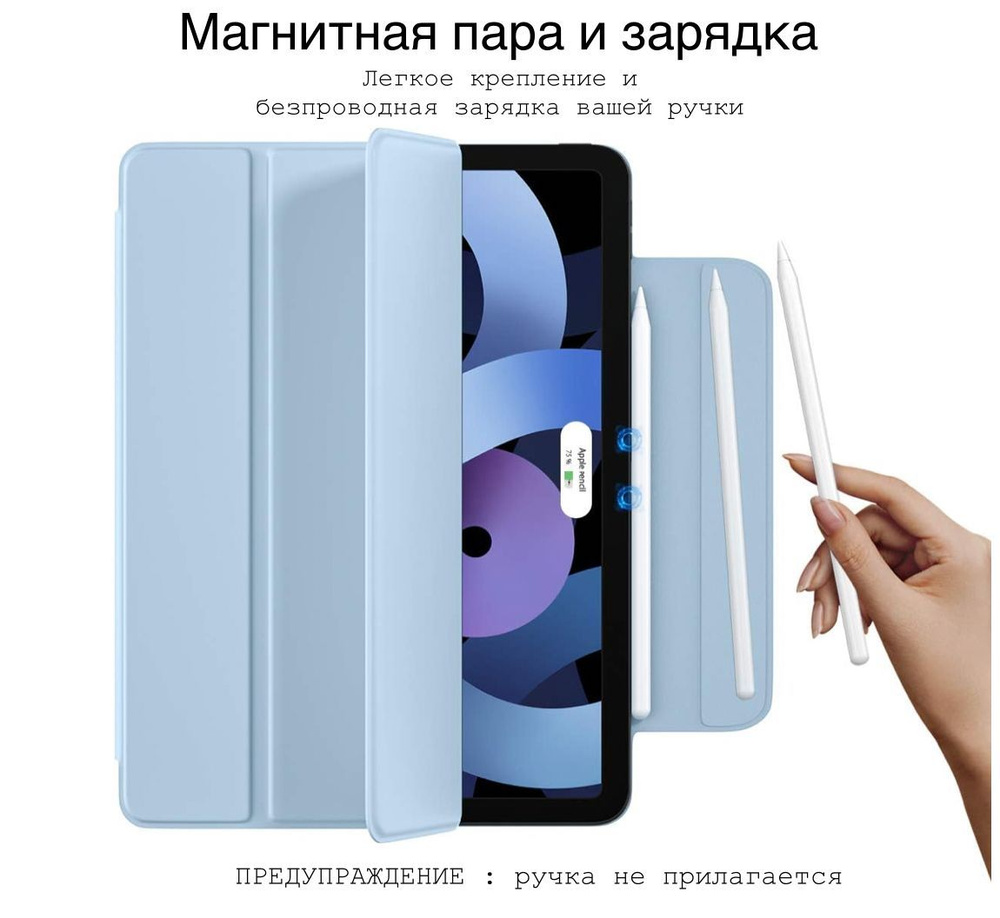 Магнитный чехол FOLIO Голубой для планшета Apple iPad Mini 6-го поколения (  2021 ) С ОТДЕЛЕНИЕМ ДЛЯ СТИЛУСА. - купить с доставкой по выгодным ценам в  интернет-магазине OZON (1350555477)