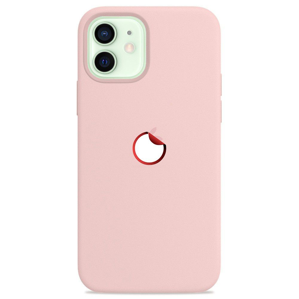 Силиконовый чехол для смартфона Silicone Case с логотипом на iPhone 12 /  Айфон 12 с логотипом, розовый песок - купить с доставкой по выгодным ценам  в интернет-магазине OZON (260938117)