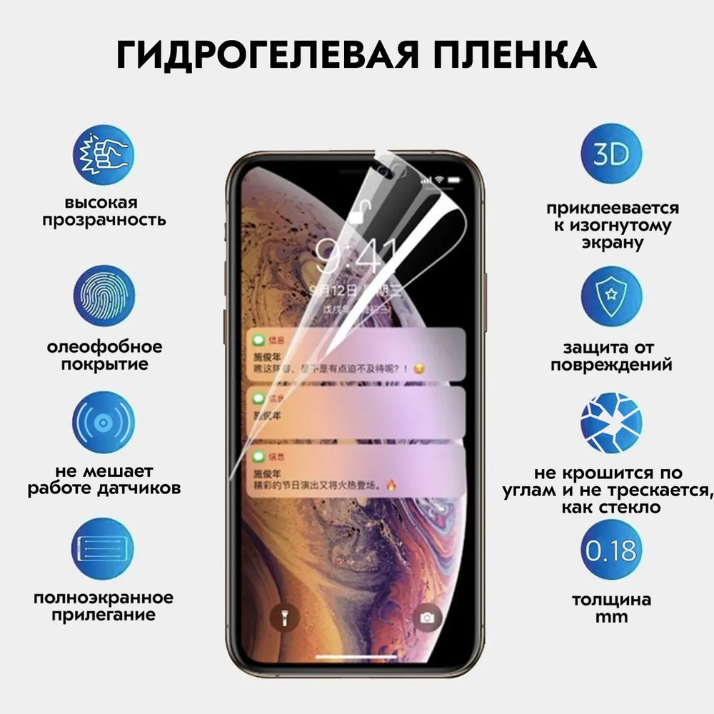 Гидрогелевая защитная плёнка (не стекло) iPhone X / Xs / 11 Pro