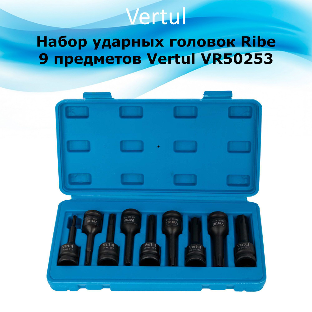 Набор ударных головок Ribe 9 предметов Vertul VR50253 #1