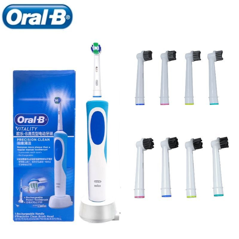 Oral-B Электрическая зубная щетка 1 зубная щетка 8 подарочных кистей головы, белый, голубой  #1