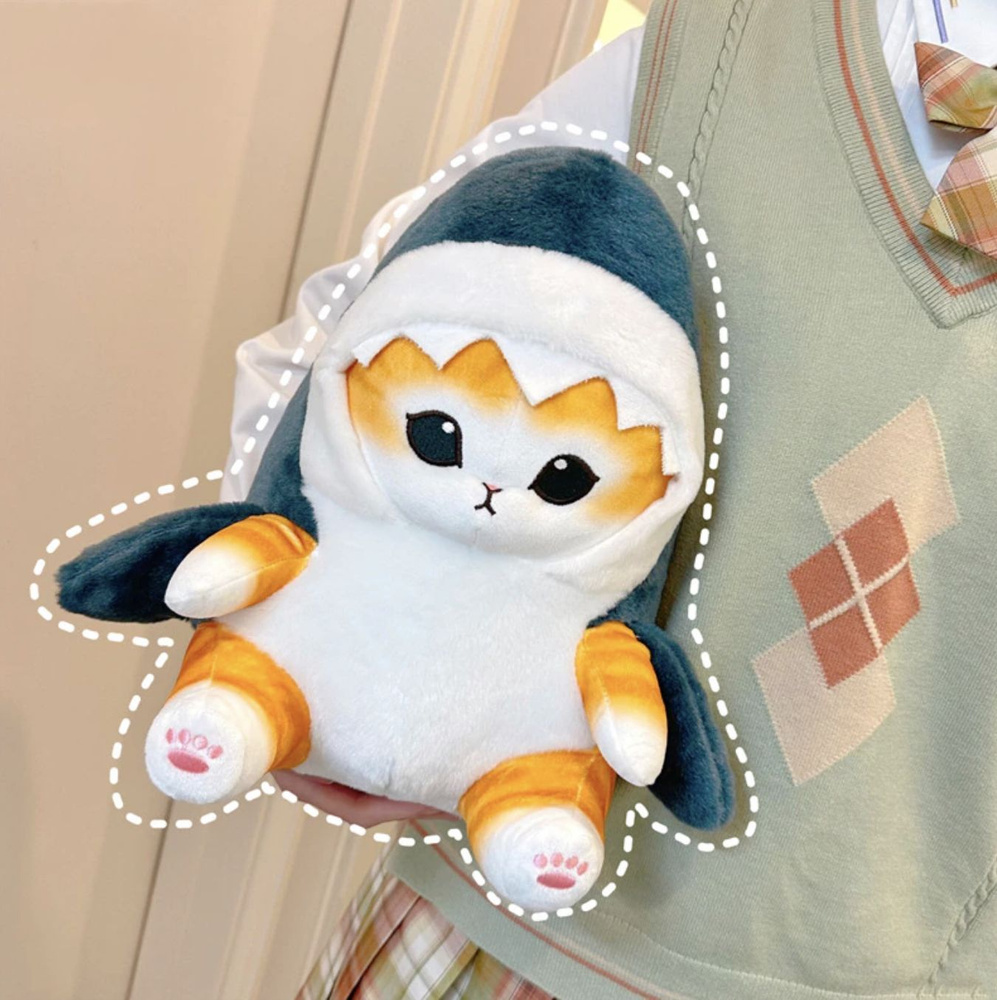 Мягкая игрушка "Кот Акула" 30 см / Кот в костюме акулы Shark Cat ...