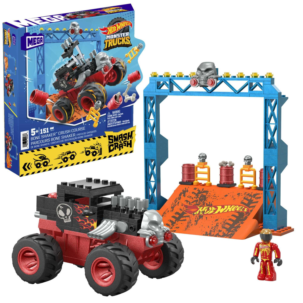 Конструктор Хот вилс, Монстр трак Hot Wheels, игрушка для мальчиков Mattel  Mega Monster Truck HKF87