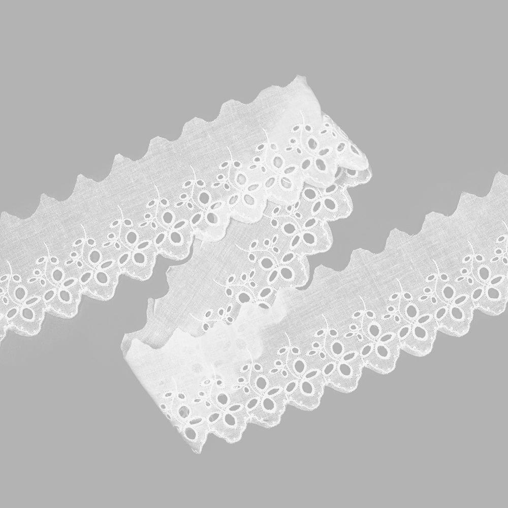 Кружево Ришелье, кружевное шитье, полоска ткани, 7,3 см*3,4 м, белоснежный, Айрис  #1