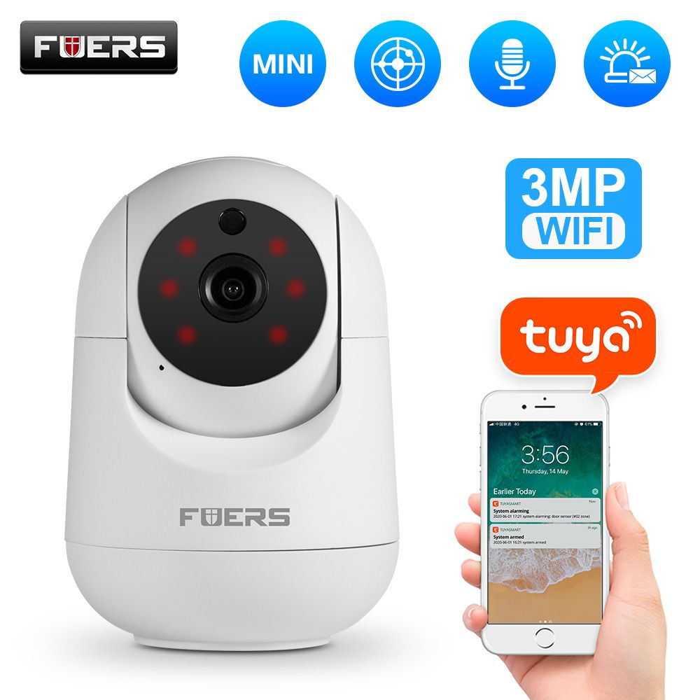 Fuers 3-мегапиксельная IP-камера Tuya для умного дома, внутренняя Wi-Fi ...
