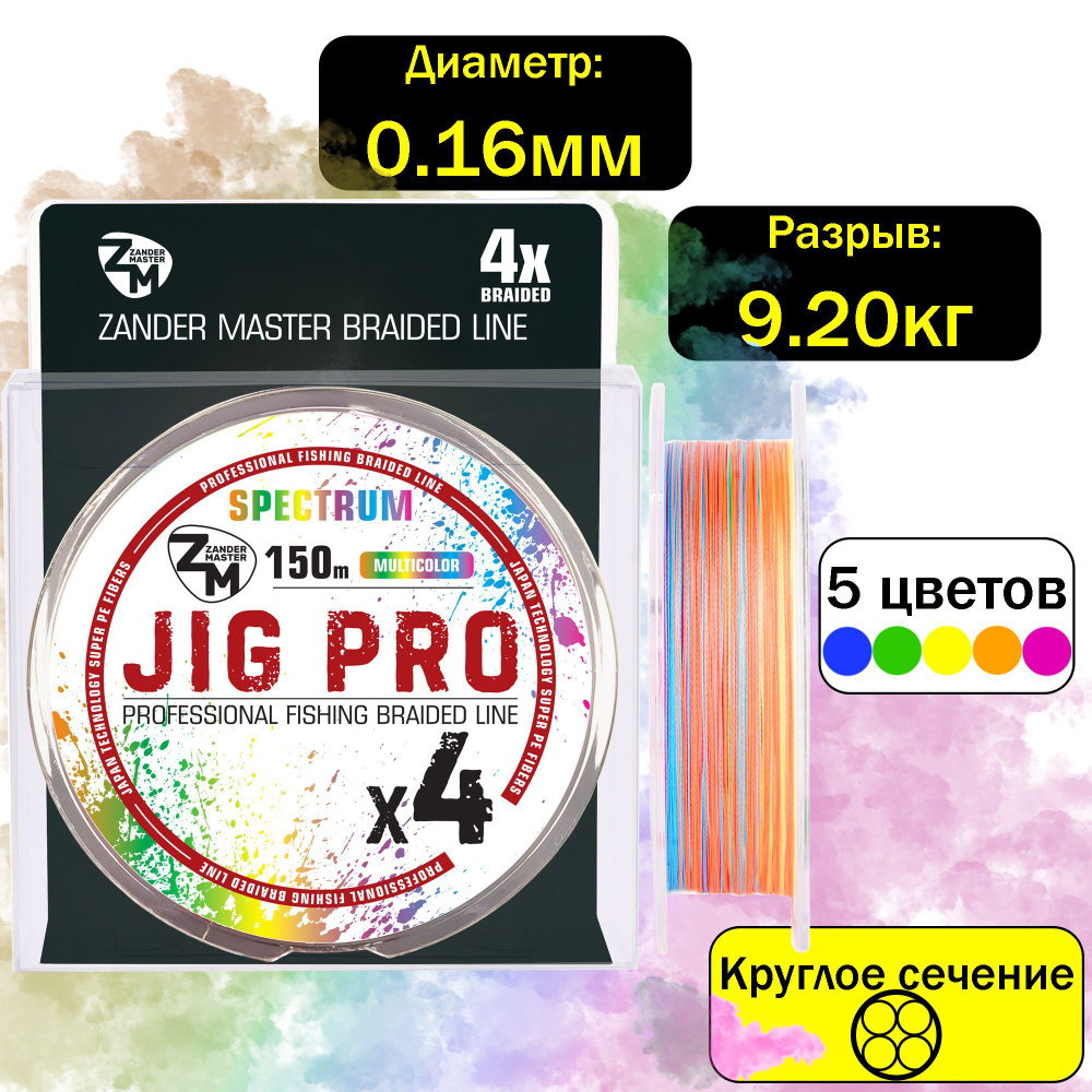 Плетеный шнур плетенка леска для рыбалки ZanderMaster "JIG PRO" 150м multicolour  #1