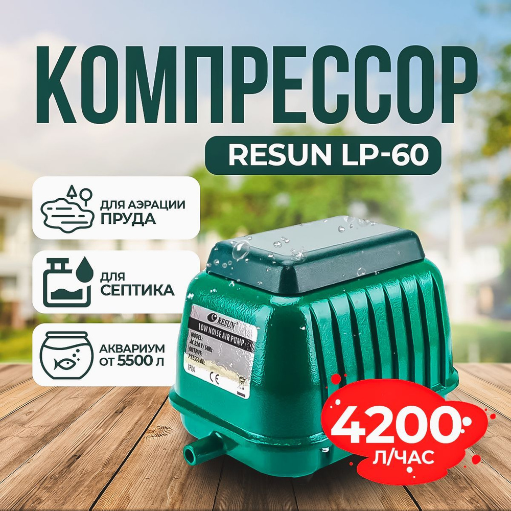 Компрессор для аквариума RESUN LP-60 50W 70л/мин. - купить с доставкой ...