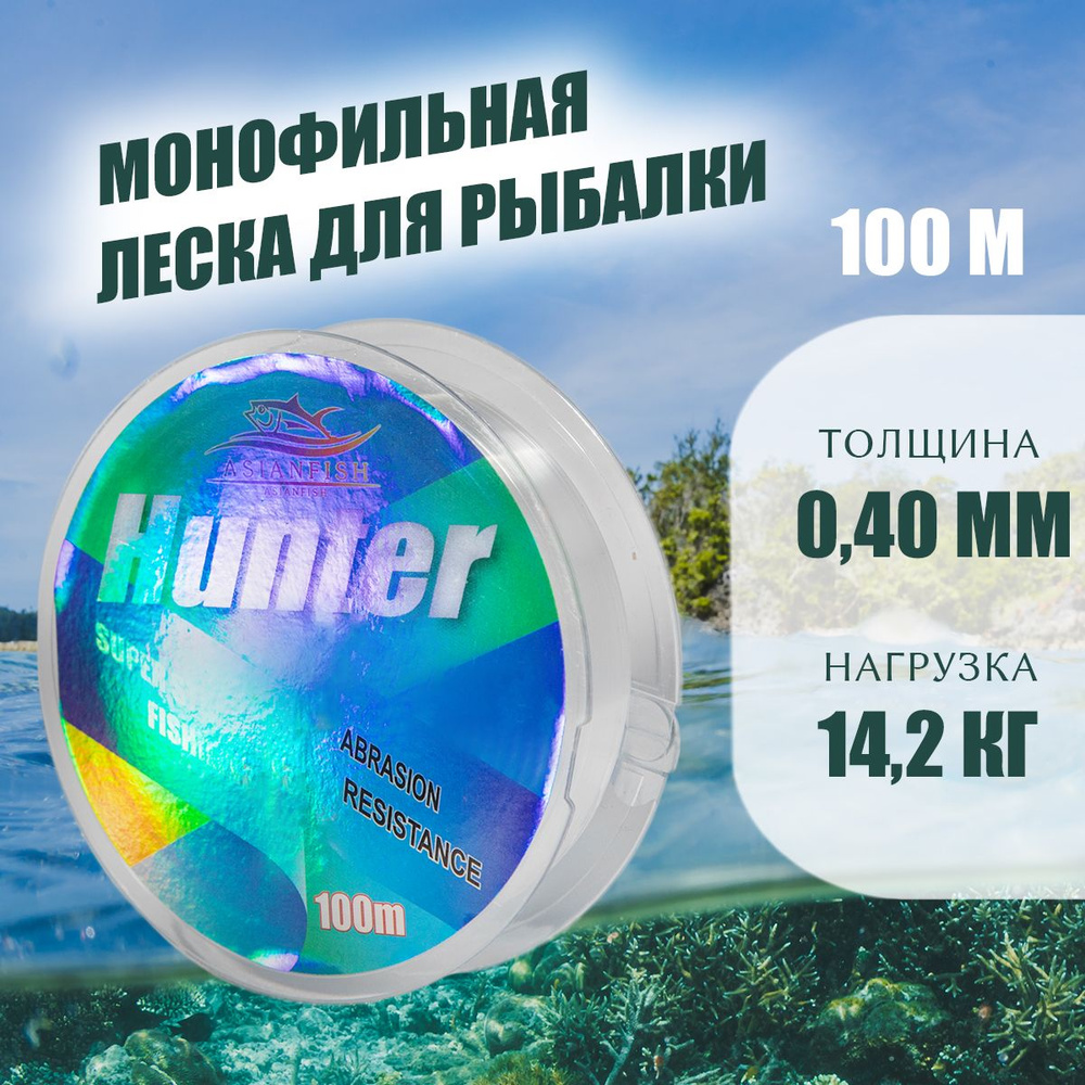 ASIANFISH Монофильная леска для рыбалки, размотка: 100 м, толщина: 0.4 мм  #1