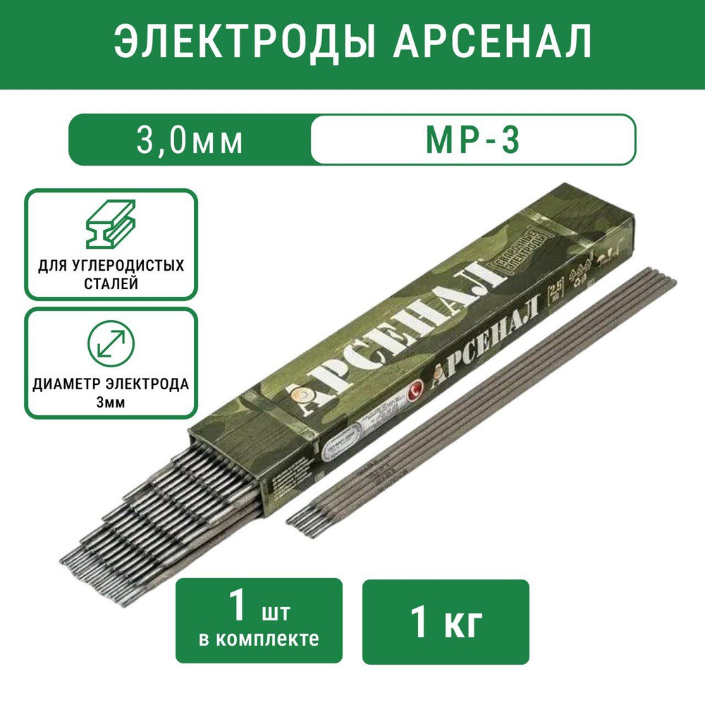 Электроды Арсенал МР-3 ф 3,0 мм, пачка 1 кг - купить с доставкой по ...