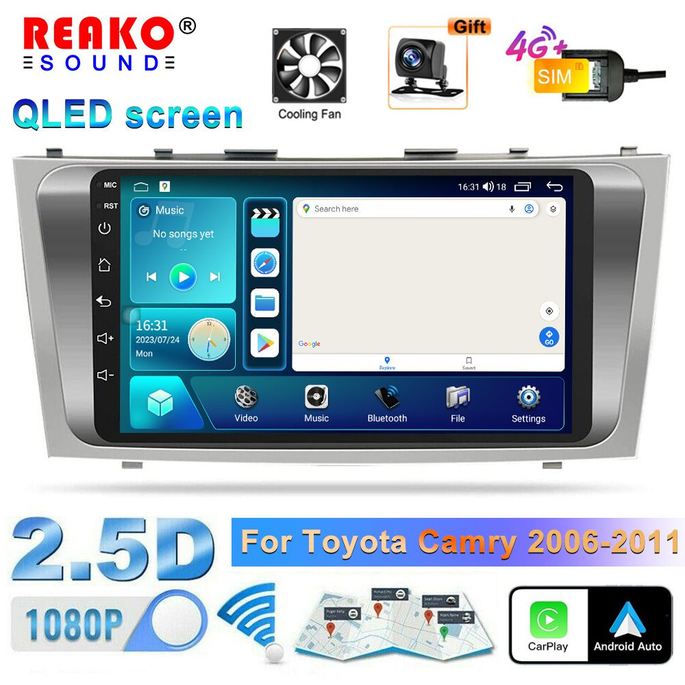 Магнитола для Toyota Camry 40 2006-2011 2 дин 6+128 гб Андроид IPS ...