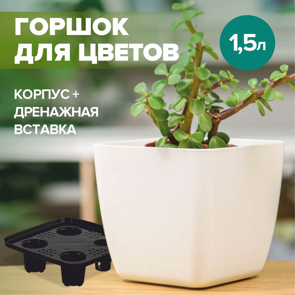 Горшок с дренажной вставкой кашпо для цветов InGreen Vienna,1,5л ...