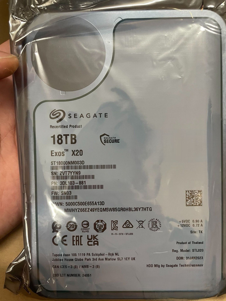 18 ТБ Внутренний жесткий диск Exos HDD X20 18T (ST18000NM003D) - купить ...