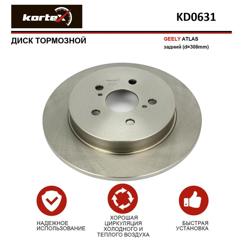 Диск тормозной Kortex для GEELY ATLAS задний (d 308mm) - купить по ...