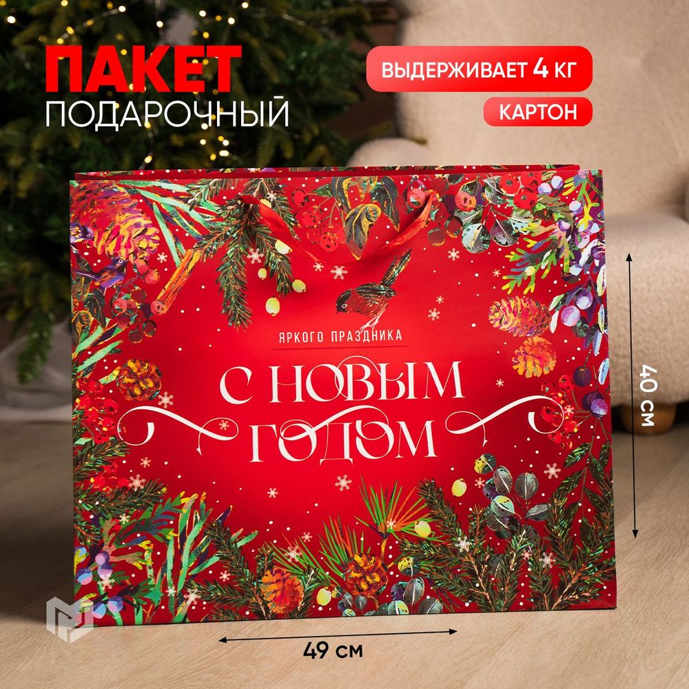 Подарочный новогодний пакет "С Новым Годом!", упаковка для подарка ...